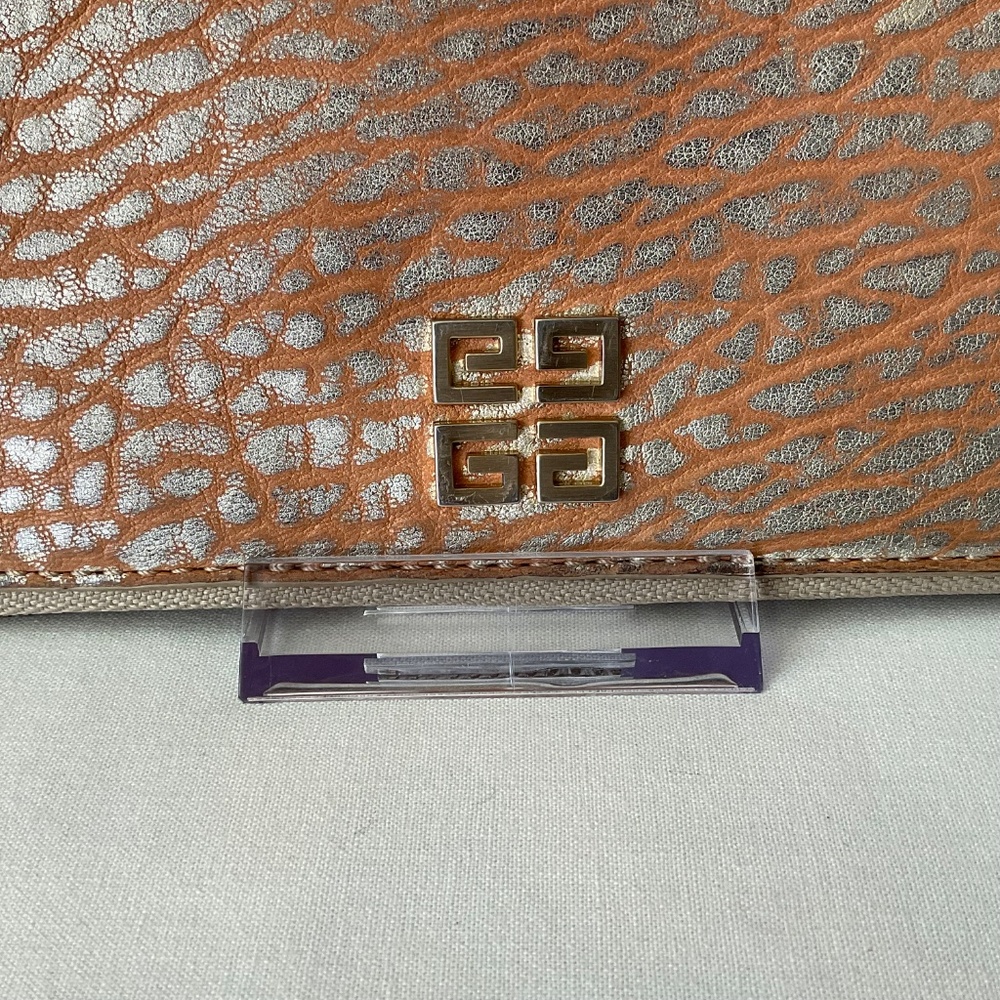 Givenchy ST1029 Zip Around Tan-Silver Leather Wallet Logo - Picture 14 of 16